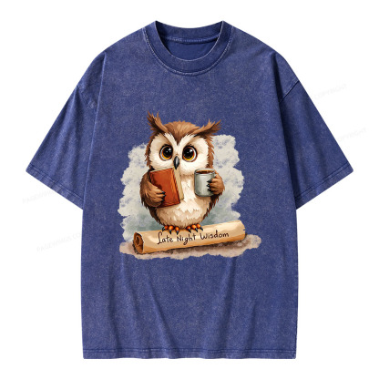Pagewings Late Night Wisdom Unisex Washed T-shirt