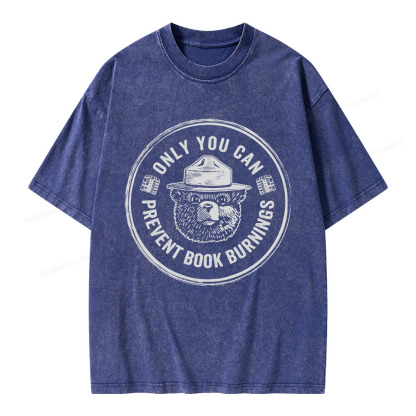 Pagewings Only You Can Prevent Book Burnings Unisex Washed T-shirt