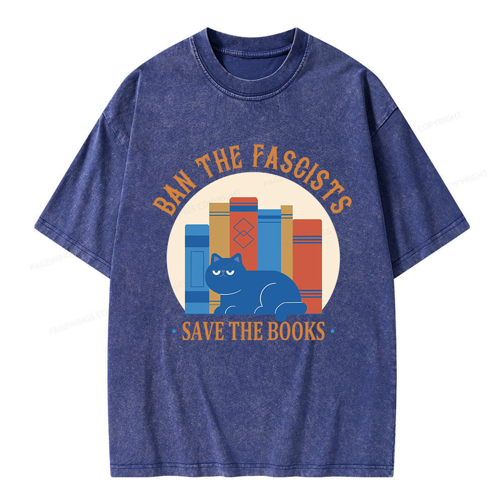 Pagewings Ban The Fascists Save The Books Unisex Washed T-shirt