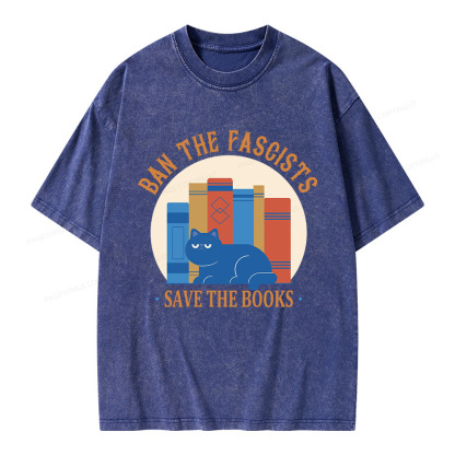 Pagewings Ban The Fascists Save The Books Unisex Washed T-shirt