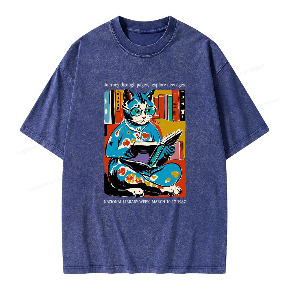 Pagewings 1987 National Library Week Poster Unisex Washed T-shirt