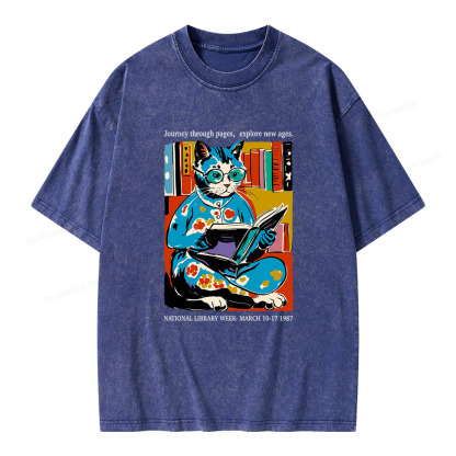 Pagewings 1987 National Library Week Poster Unisex Washed T-shirt