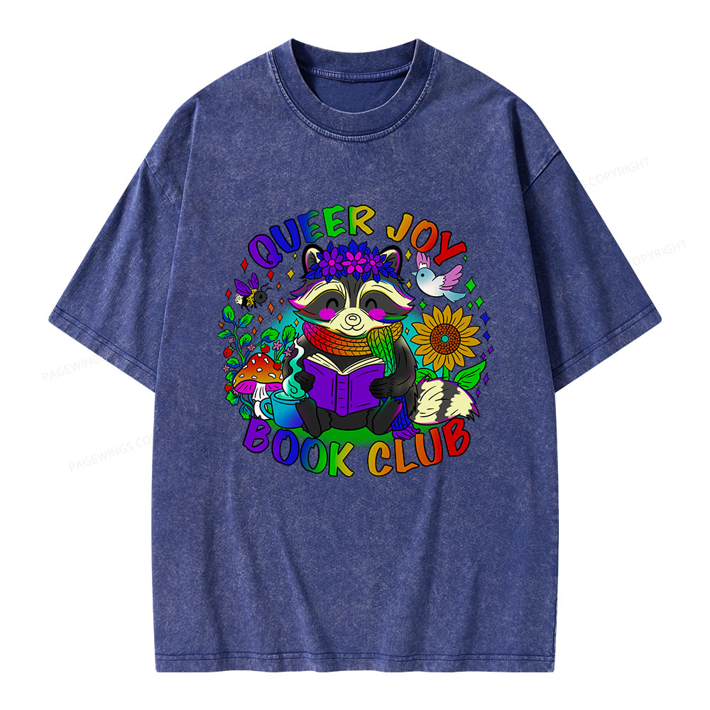 Pagewings Queer Joy Book Club Unisex Washed T-shirt
