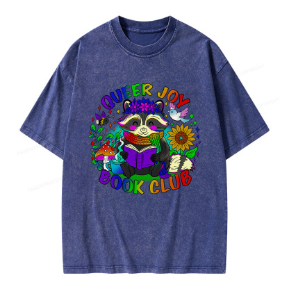 Pagewings Queer Joy Book Club Unisex Washed T-shirt