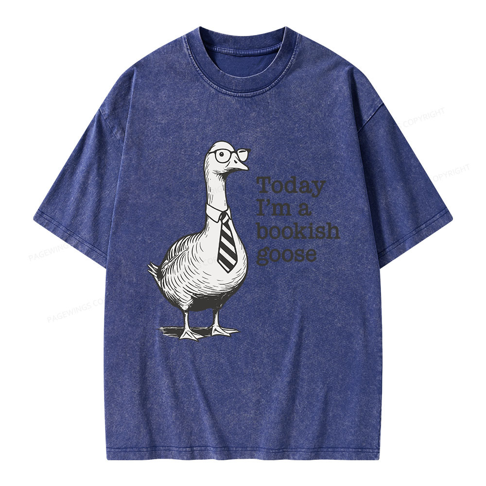 Pagewings Today I'm A Bookish Goose Unisex Washed T-shirt