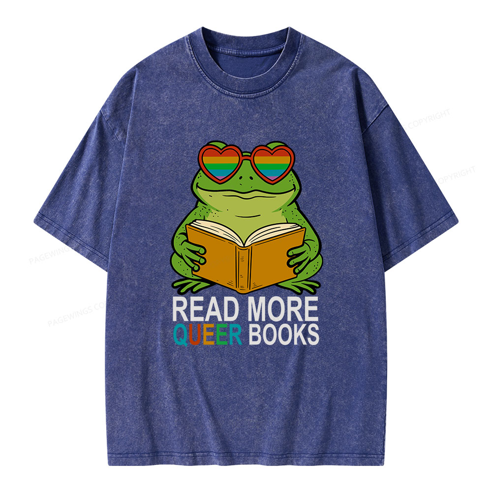 Pagewings Read More Queer Books Unisex Washed T-shirt