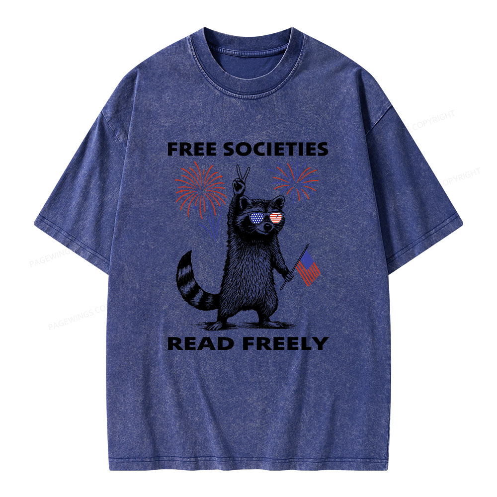 Pagewings Free Societies Read Freely Unisex Washed T-shirt