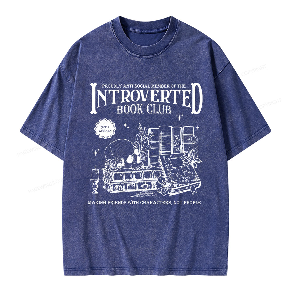 Pagewings Introverted Book Club Unisex Washed T-shirt