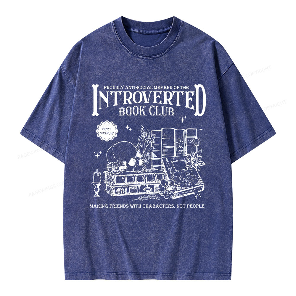 Pagewings Introverted Book Club Unisex Washed T-shirt