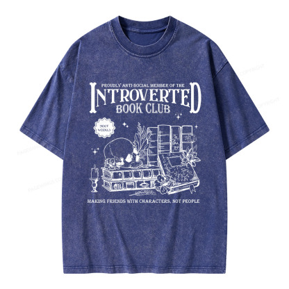 Pagewings Introverted Book Club Unisex Washed T-shirt