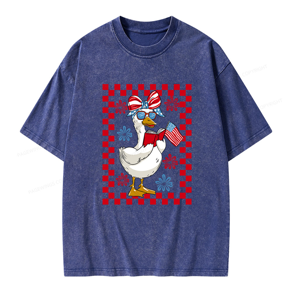 Pagewings 4th July Goose Unisex Washed T-shirt