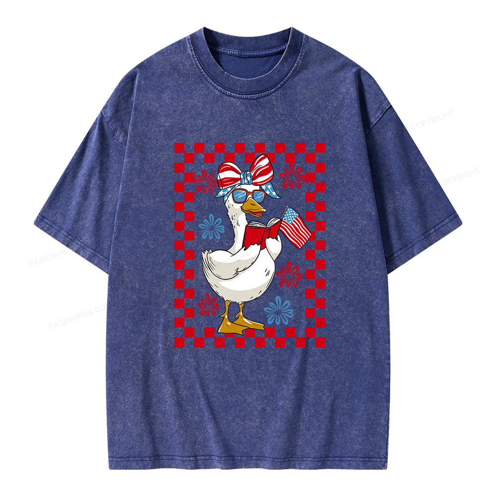 Pagewings 4th July Goose Unisex Washed T-shirt
