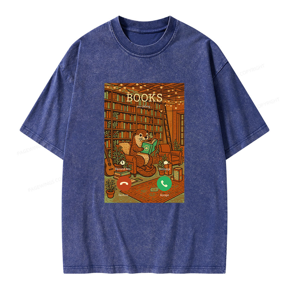 Pagewings Books Are Calling... Unisex Washed T-shirt