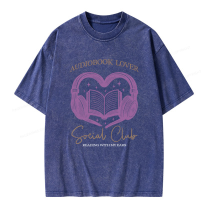 Pagewings Audiobook lover Social Club Unisex Washed T-shirt