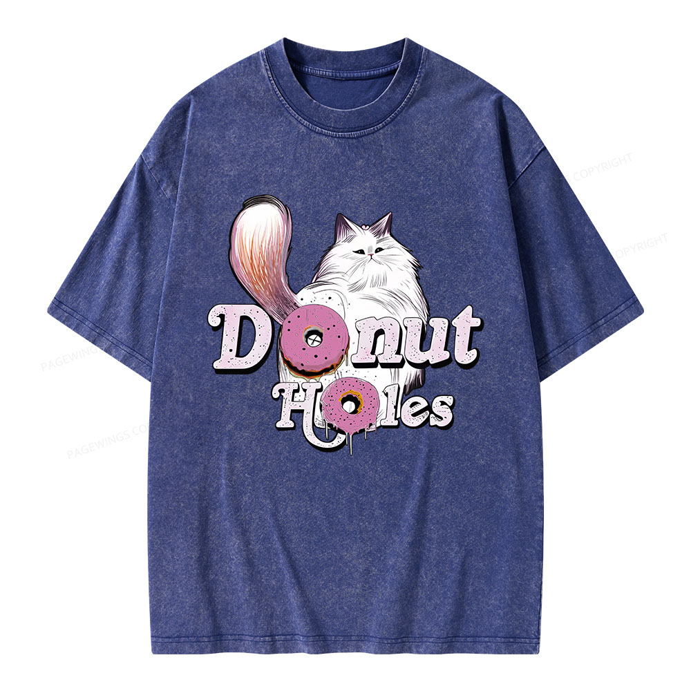 Pagewings Donut Cat Bookish Unisex Washed T-shirt
