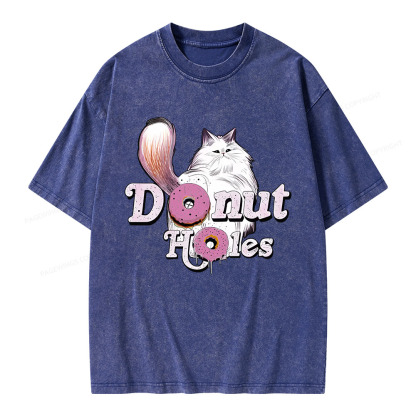 Pagewings Donut Cat Bookish Unisex Washed T-shirt