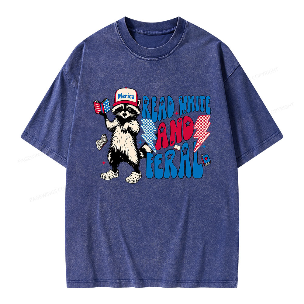 Pagewings 4th of July Raccoon Unisex Washed T-shirt