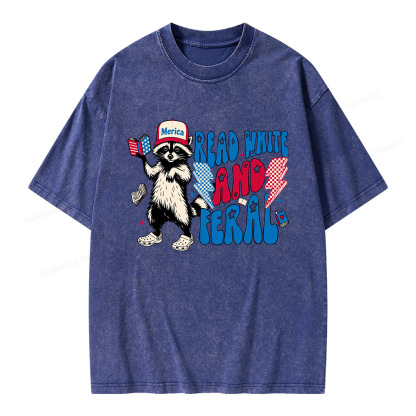 Pagewings 4th of July Raccoon Unisex Washed T-shirt