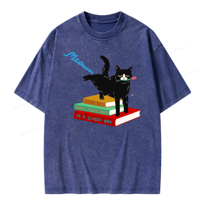 Pagewing A handsome cat standing on a book Unisex Washed T-shirt
