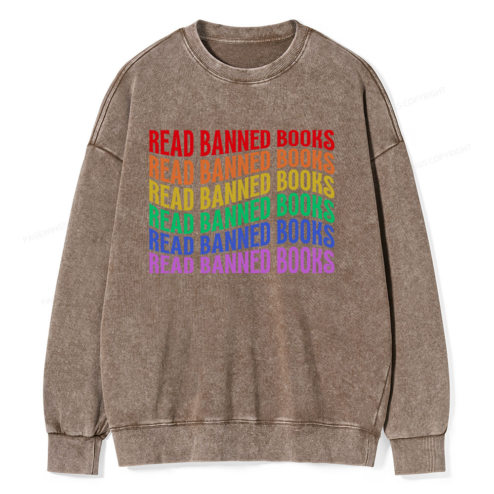Pagewings Read Banned Books Unisex Washed Sweatshirt