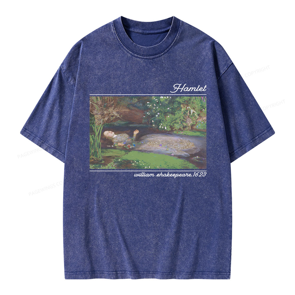 Pagewings Hamlet Ophelia Shakespeare Unisex Washed T-shirt