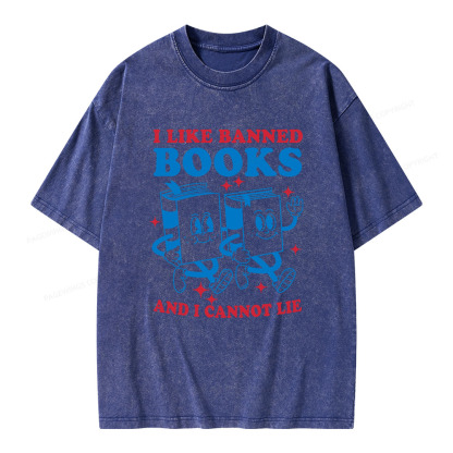 Pagewings I Like Banned Books And I Cannot Lie Unisex Washed T-shirt