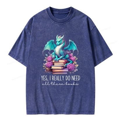 Pagewings Yes I Really Do Need All These Books Unisex Washed T-shirt