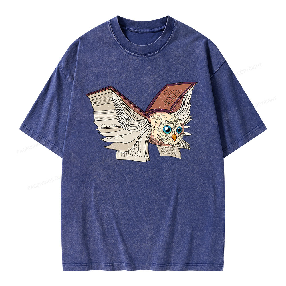 Pagewings Just An Owl Who Loves Reading Unisex Washed T-shirt