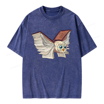 Pagewings Just An Owl Who Loves Reading Unisex Washed T-shirt