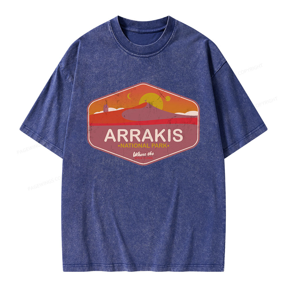 Pagewings Arrakis National Park Unisex Washed T-shirt