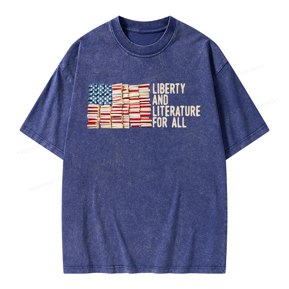 Pagewings Liberty And Literature For All Unisex Washed T-shirt