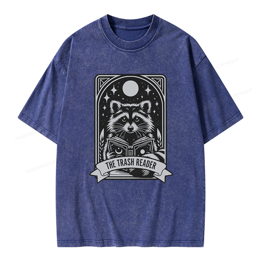 Pagewings The Trash Reader Raccoon Unisex Washed T-shirt