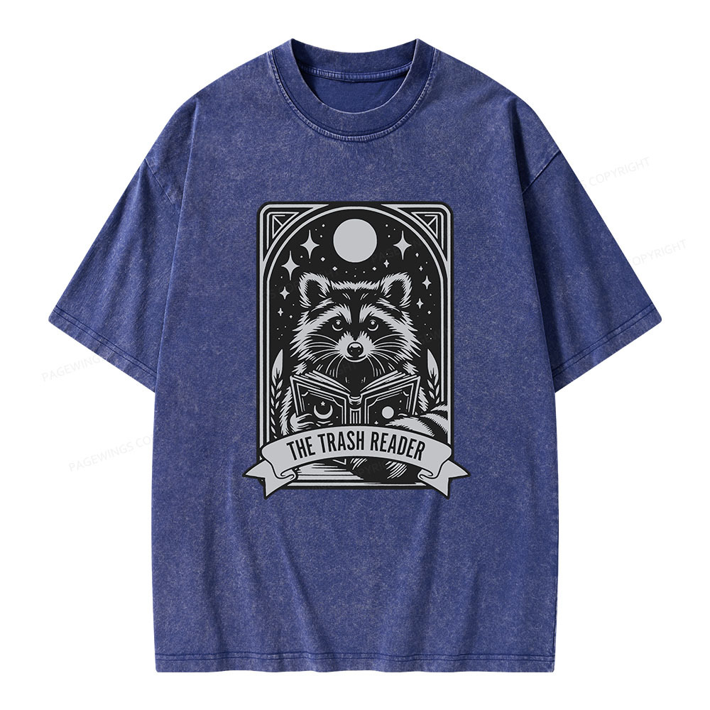 Pagewings The Trash Reader Raccoon Unisex Washed T-shirt