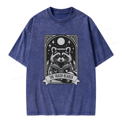Pagewings The Trash Reader Raccoon Unisex Washed T-shirt