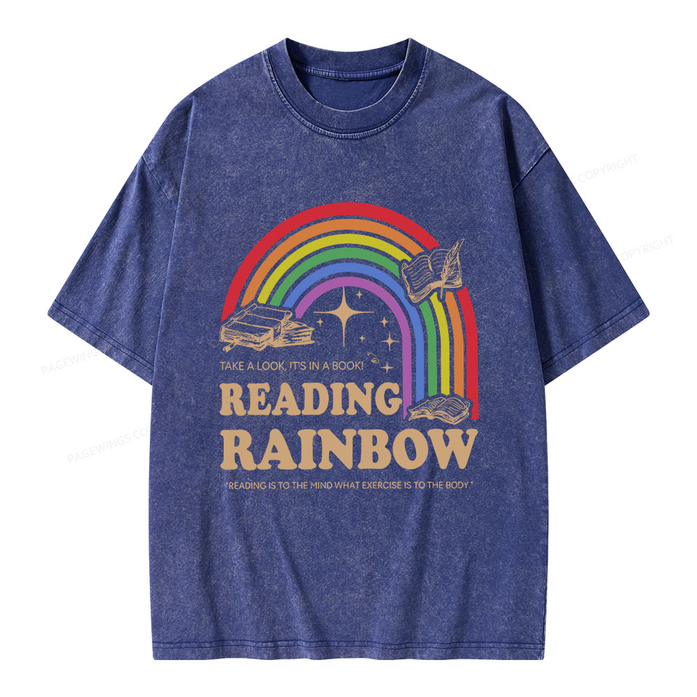 Pagewings Reading Rainbow Librarian Unisex Washed T-shirt