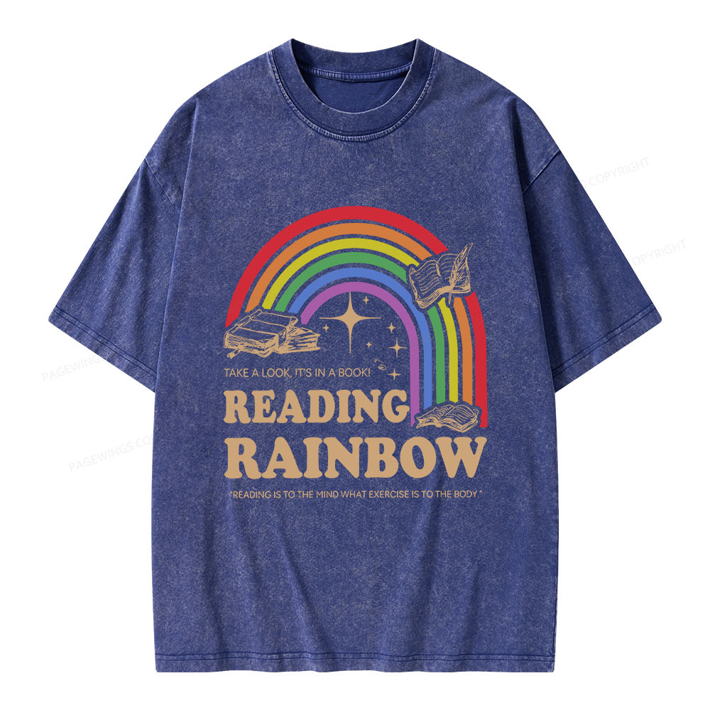 Pagewings Reading Rainbow Librarian Unisex Washed T-shirt