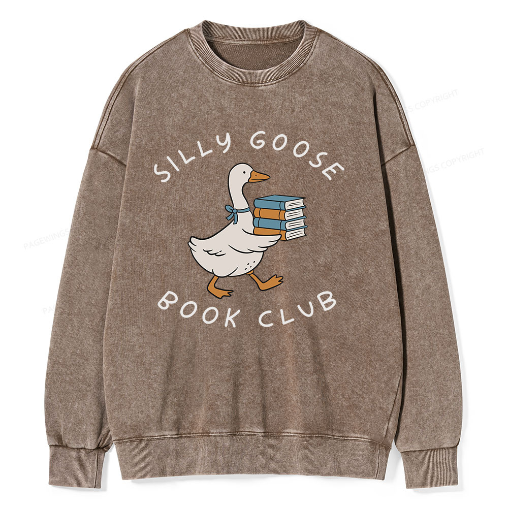 Pagewings Silly Goose Book Club Unisex Washed Sweatshirt