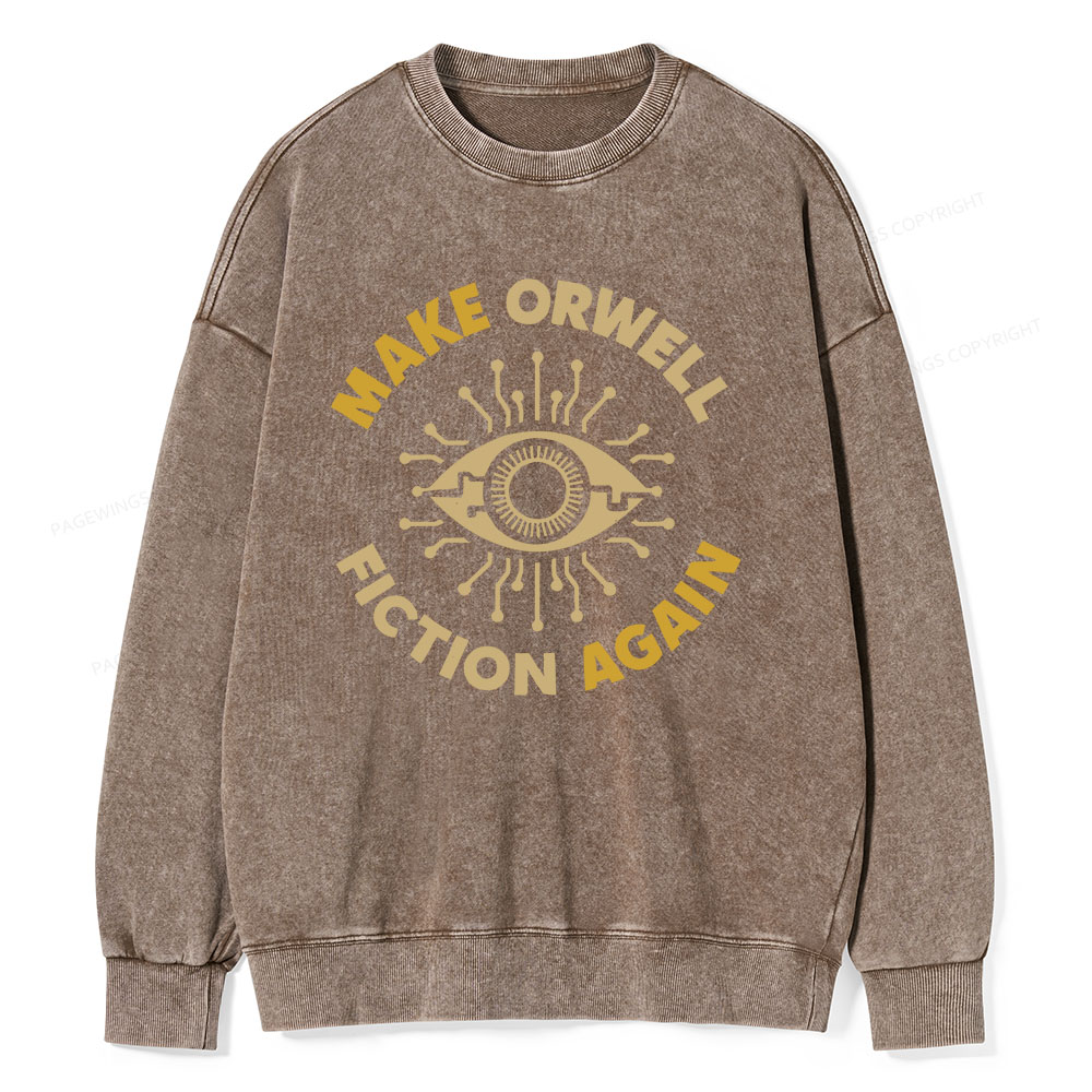 Pagewings Make Orwell Fiction Again Unisex Washed Sweatshirt