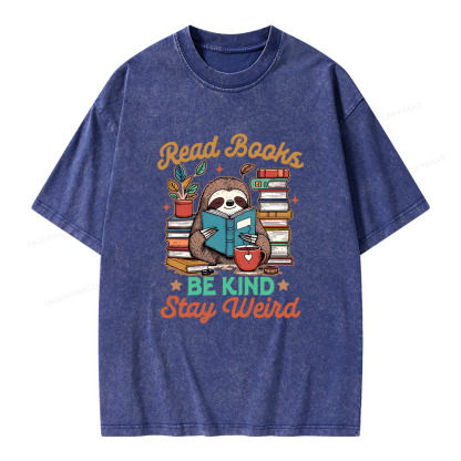 Pagewings Bookish Read Books Be Kind Stays Weird Unisex Washed T-shirt