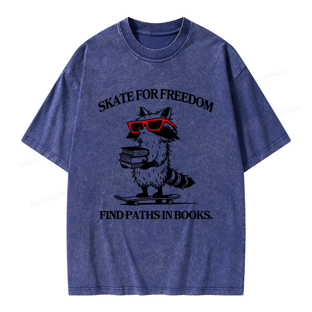 Pagewings There's No Such Thing As Too Many Book Retro Unisex Washed T-shirt