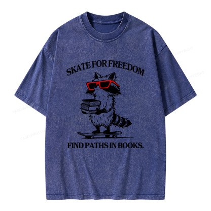 Pagewings There's No Such Thing As Too Many Book Retro Unisex Washed T-shirt