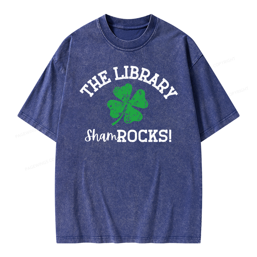 Pagewing Librarian Gift, Shamrock Shirt Unisex Washed T-shirt