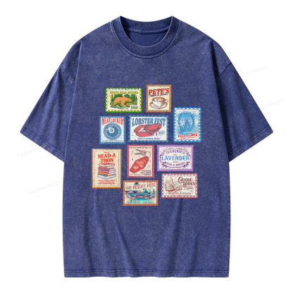 Pagewings Books Stamp Beach Read Unisex Washed T-shirt