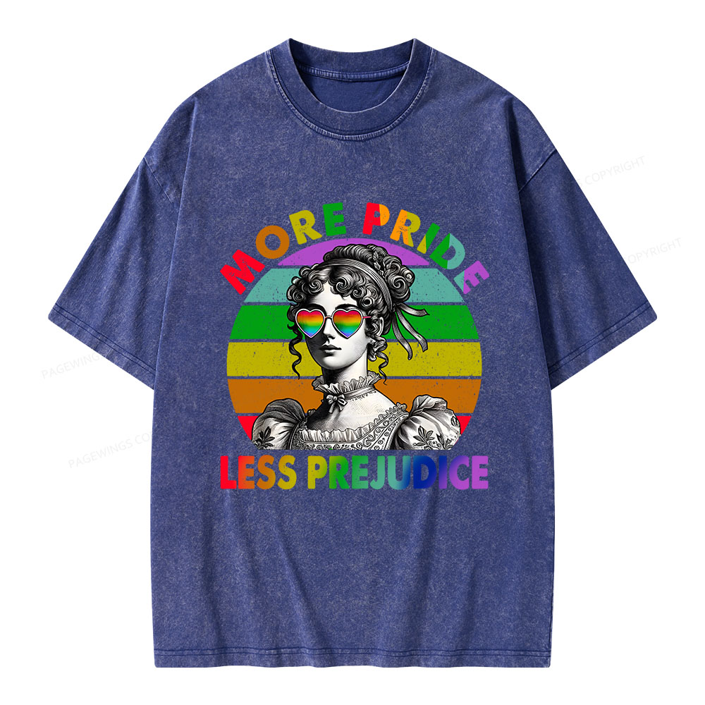 Pagewings More Pride Less Prejudice Pride Month Unisex Washed T-shirt