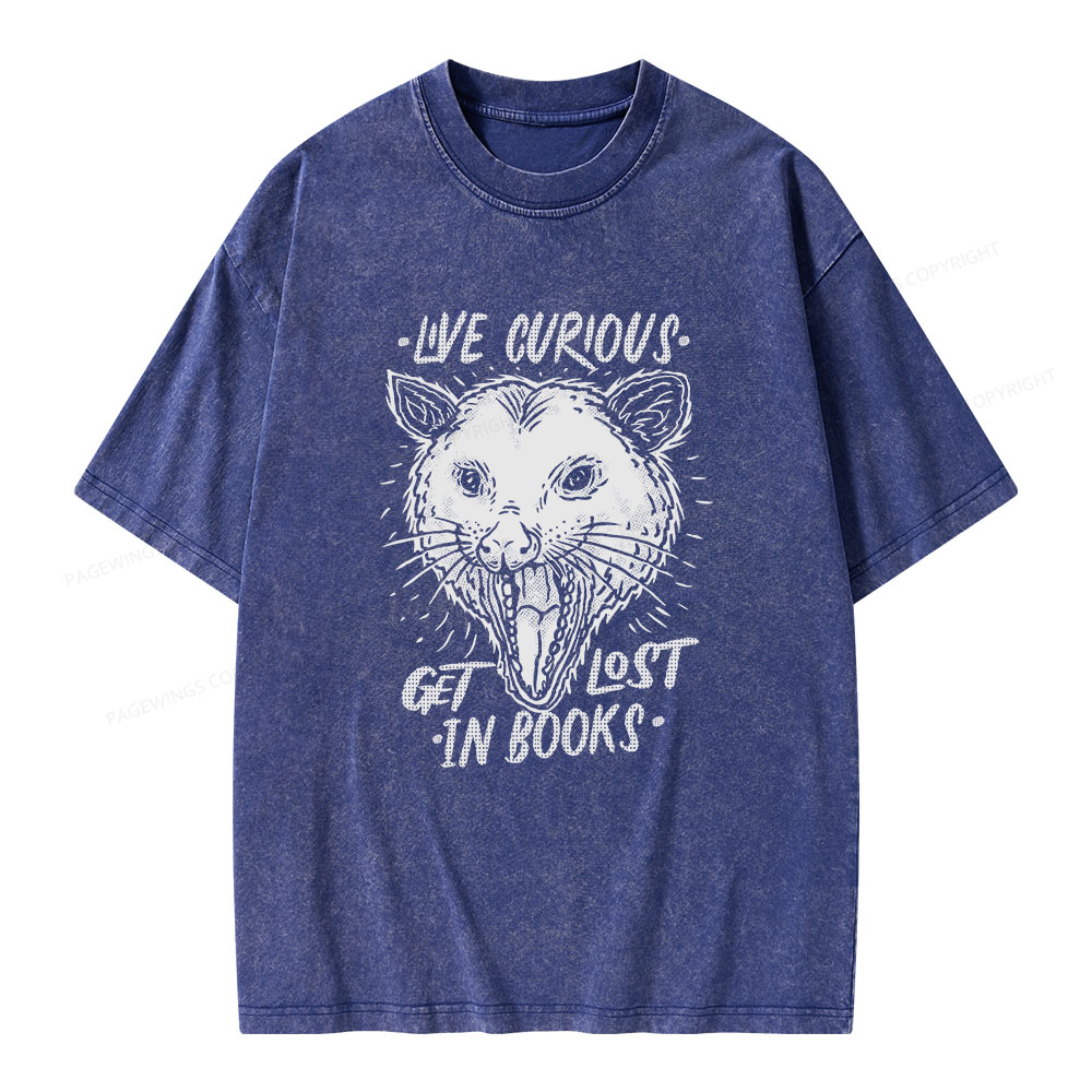 Pagewings Live Curious, Get Lost In Books Unisex Washed T-shirt