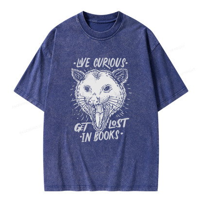 Pagewings Live Curious, Get Lost In Books Unisex Washed T-shirt