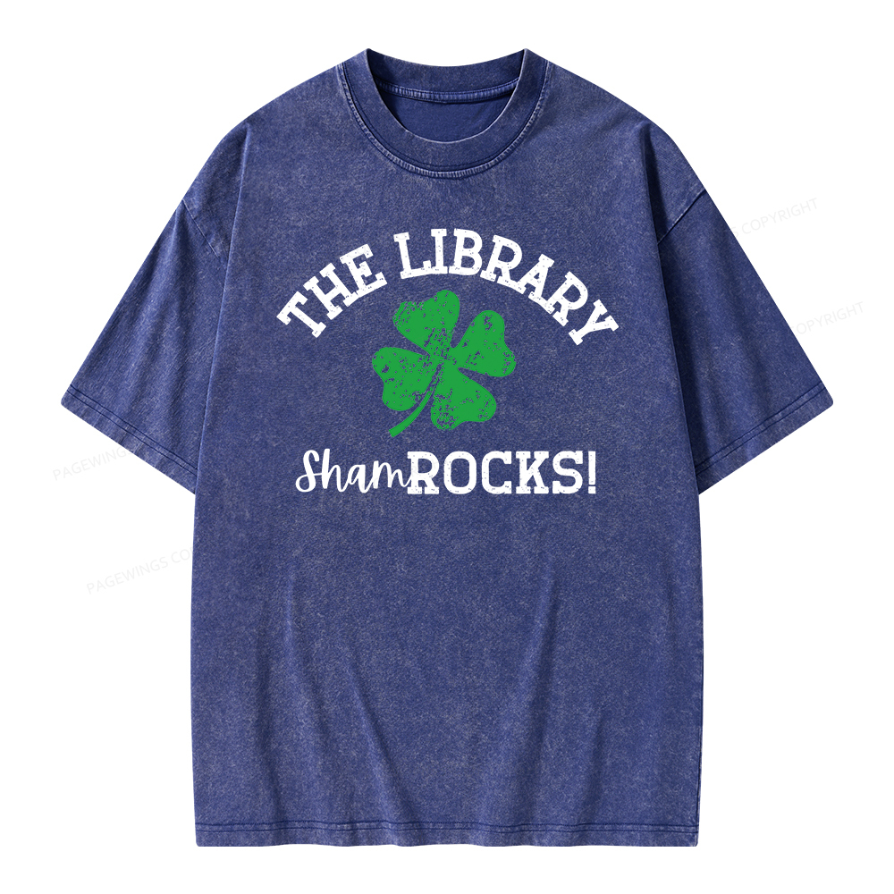 Pagewing Librarian Gift, Shamrock Shirt Unisex Washed T-shirt