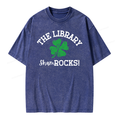 Pagewing Librarian Gift, Shamrock Shirt Unisex Washed T-shirt