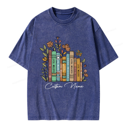 Pagewings Personalized Librarian Bookworm Unisex Washed T-shirt