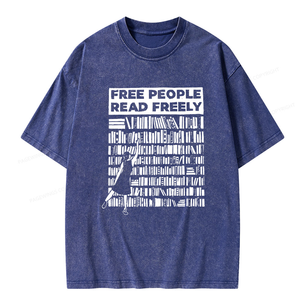 Pagewings Free People Read Freely Unisex Washed T-shirt